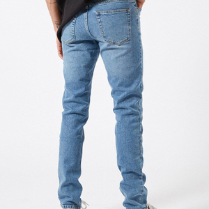 Jeans de mezclilla para hombre, los más vendidos, de corte recto, lavado a la piedra, transpirables, lisos, de punto, de cintura media, lavado medio, estilo casual - Product Image 3