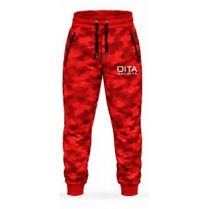 Conjunto Deportivo Unisex de Camuflaje Rojo Brillante, Sudadera con Capucha y Cremallera Completa, Pantalones Deportivos a Juego, Dos Piezas, Ropa Casual de Calle - Product Image 2