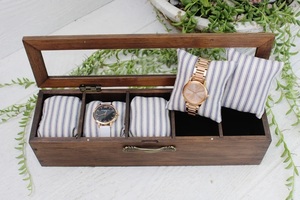 Caja de Madera para Relojes con 5 Compartimentos y Estuche - Exhibidor de Sobremesa - Regalo Clásico de Lujo para Hombres - Regalo de Aniversario - Product Image 3