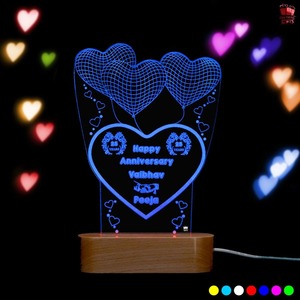 Wholesale Supply 3D Illusion <b>LED</b> Lamp with Heart Shape <b>Balloon</b> Design Acrylic Night Light Romantic Decorative Lamp - Product Image 2