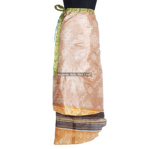Pareo reversible de doble capa, falda mágica de seda tipo sari de la India, estilo bohemio, multicolor, ropa de verano cómoda y a la moda. - Product Image 4