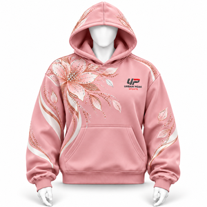 <b>Women's</b> <b>Pink</b> <b>Hoodie</b> with Crystal Rhinestone Floral Sublimation Print Stylish Design and Cozy Everyday Comfort OEM Service - Product Image 1