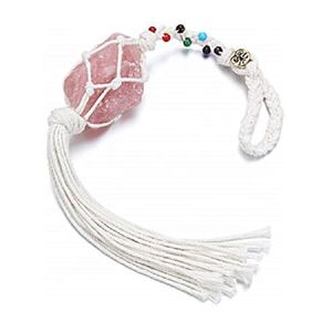 Colgador de pared caído cuentas de chakra de cuarzo rosa colgador de pared coche cristal curación piedra preciosa cristal chakra colgador mayorista - Product Image 3