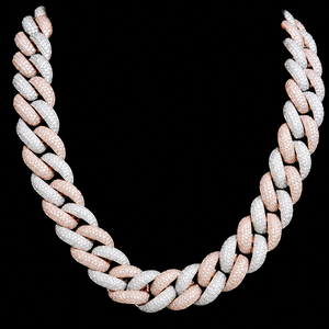 High Quality 18K <b>Solid</b> Gold Cuban Link Chain <b>Necklace</b> with Round Brilliant Cut Moissanite Full Iced Design Unisex Stylish Chain - Product Image 2