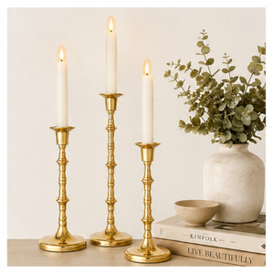 Juego de 3 Portavelas Cónicos de Lujo en Dorado, Modernos Portavelas de Metal para Decoración de Eventos y Decoración Elegante del Hogar - Product Image 3