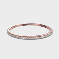 Bracelet en or 9 carats jaune/blanc/rose avec diamants ronds en une seule rangée, certifié IGI