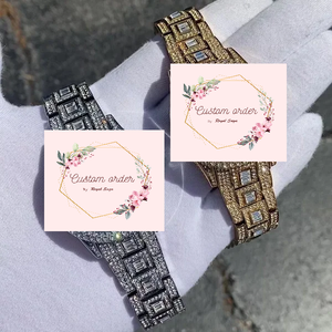 Reloj de Diamantes Personalizado para Hombre, Reloj de Pulsera Dorado con Fecha y Día, Números Romanos, Estilo Hip Hop de Lujo, Reloj con Diamantes Baguette - Product Image 1