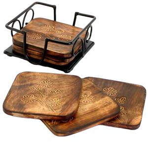 Sous-verre en bois de forme carrée, ustensiles de cuisine, tapis et coussinets de luxe de qualité, Design personnalisé disponible - Product Image 1