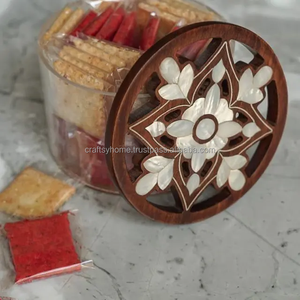 Wholesale OEM Transparent Office Bins Durable Lacquer Finish Wooden Storage <b>Container</b> <b>Box</b> Dishwasher Safe MOP Inlay Floral - Product Image 5