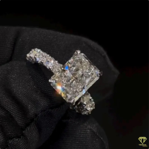 Classic Radiant Cut Moissanite <b>Diamond</b> <b>Ring</b> 925 Sterling Silver Elegant Bridal Jewelry - Product Image 1