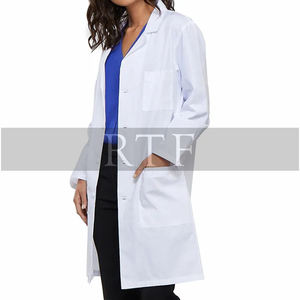 Unisex White Polyester/Cotton Woven Fabric Lab Coat for Hospital <b>Doctors</b> Needle Detection Long Sleeve Medical Work Clothing RAW - Product Image 6