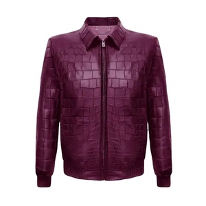 Dernier modèle Veste en cuir pour homme en relief python serpent Veste en relief crocodile fournisseur logo personnalisé - Product Image 1