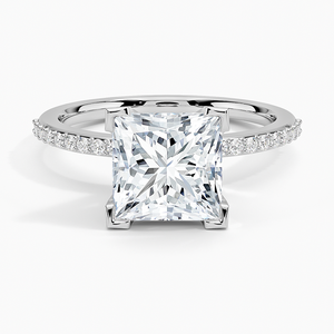 Anillo BOJ 046 Corte Princesa, Plata 925, Delicado, con Garras Compartidas y Baño de Rodio, Anillo de Boda con Moissanita de 2ct, Color D, VVS1, Certificado GRA - Product Image 1