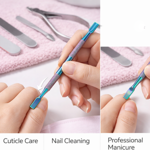 Pousse-cuticules professionnel en acier inoxydable à double extrémité pour le soin des ongles - Product Image 4