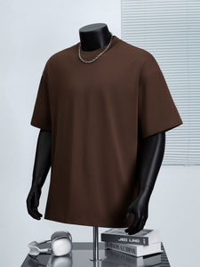 T-shirt pour homme en coton peigné ample à manches courtes, couleur unie de haute qualité, style décontracté, personnalisable - Product Image 2