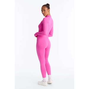 Women's Light Blue <b>Seamless</b> 2 Piece <b>Set</b> Quarter Zip Crop <b>Top</b> High Waist <b>Leggings</b> - Product Image 6