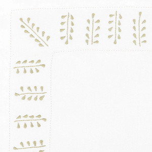 Juego de Manteles Individuales y Servilletas Bordados Lavables al por Mayor con Hojas Verdes, de Algodón Blanco con Dobladillo, para Hogar, Bodas y Eventos - Product Image 2