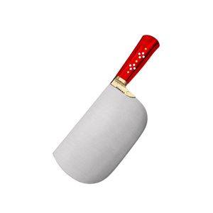 Couteau à découper la viande PK-BS, lame courbée argentée, manche en bois rouge, embout doré, couteau de boucher pour couper la viande - Product Image 1