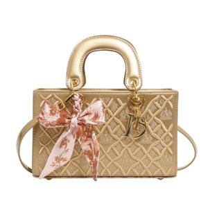 Women's Luxury Handbag New Fashion Crossbody Bag with Embroidered Checkered Silk Scarf Lattice Shoulder Strap Elegant Backpack - Product Image 4