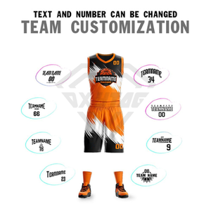 Custom Sublimation Basketball Jersey Uniform Set OEM Manufacturer <b>Orange</b> Black Sports Wear Breathable Training Team Kit - Product Image 2