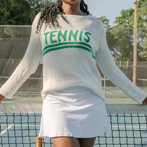 Pull de tennis et de golf pour femme en 100 % coton, léger, tricoté, idéal pour l'été et le printemps, pour club de campagne, qualité supérieure, OEM, vente en gros sur mesure - Product Image 6