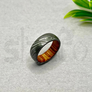Hot Selling Handmade Wood Damascus Steel <b>Ring</b> for <b>Men</b> Women Wedding Band Fashion Party <b>Ring</b> Custom Latest Design OEM Supplier - Product Image 4