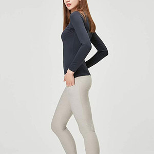 Women's Long Sleeve Scoop Neck Yoga <b>Top</b> Solid Color Breathable Spandex Polyester Skinny Fit Activewear Shirt - Product Image 6