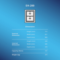 Armoire de rangement pour documents en acier avec système de sécurité à double tiroir DX-200