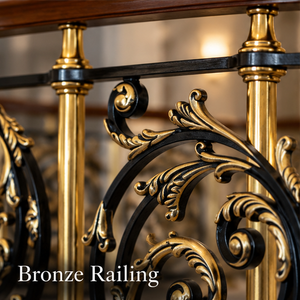 Rampe d'escalier en laiton sculpté pour hôtels de luxe, villas et escaliers classiques - Product Image 4