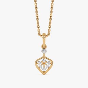 Women's 18K <b>Solid</b> <b>Gold</b> Diamond <b>Pendant</b> Necklace Princess Cut Flower Design Box Chain Classic Style Everyday Wear - Product Image 1
