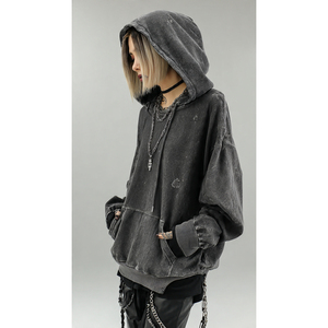 Baggy Distressed Winter Hoodie Women Pullover <b>Drop</b> Shoulder Winter Hoodie Women's Street <b>Acid</b> Wash Oversize Hood Tops - Product Image 1