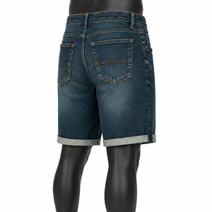 Pantalones Cortos de Mezclilla Cargo Personalizados para Hombre, Ecológicos, con Logotipo Frontal, Corte Medio, Algodón Orgánico, Estilo Urbano, OEM ODM - Product Image 4