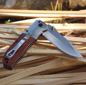 มีดพับด้ามไม้พกพา มีดพกป้องกันตัว สำหรับตั้งแคมป์กลางแจ้ง - Product Image 4