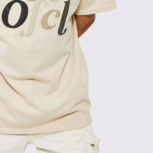 T-shirts décontractés surdimensionnés pour hommes, col rond, 100 % coton, tissu tricoté respirant, impression en relief, modèles vierges en gros, sur mesure - Product Image 5