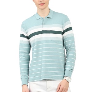 Camiseta Polo Personalizada para Hombre, 100% Algodón, Manga Larga, Transpirable, con Rayas Teñidas, de Bangladesh - Product Image 1