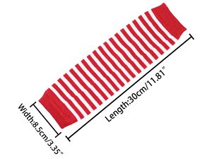 ปลอกแขนถักลายทางสีแดงขาว สำหรับผู้ใหญ่ แบบไร้ตะเข็บ ผ้าฝ้าย ปลอกแขนยาว/ถุงมือ - Product Image 4