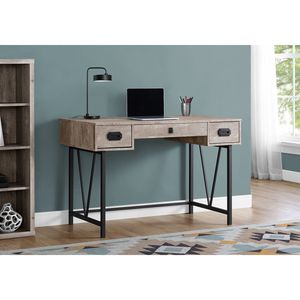 Scrivania per Computer da Ufficio Transizionale da 48 Pollici con Metallo Nero e Laminato Beige, Dotata di Cassetti Portaoggetti per Lavoro con Laptop - Product Image 5