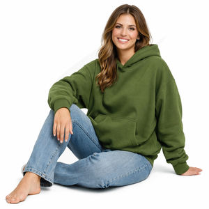 Hoodie oversize pour femme, écologique, durable, 100% coton biologique, 450 g/m², doublure en polaire résistante, respirant, uni, sans motifs - Product Image 4