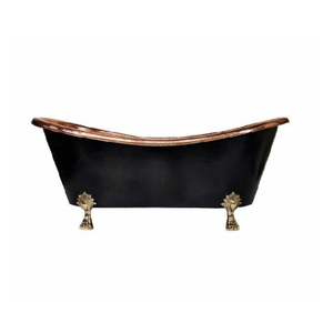 Bañera de cobre martillado al por mayor con interior de níquel, bañera de inmersión doble independiente para proyectos de baños de villas y hoteles - Product Image 6