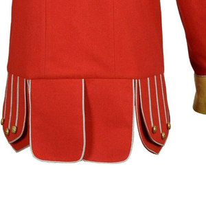 Scottish Red Piper Drummer Doublet Jacket 100% Wool <b>Pipe</b> Band Gold Braid & White Piping Custom Tailored Highland Dress - Product Image 4