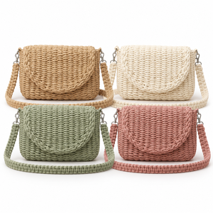 Sac bandoulière personnalisable en corde de jute avec rabat arrondi et nœud décoratif, sangle détachable pour femme, toutes saisons, vente en gros - Product Image 3