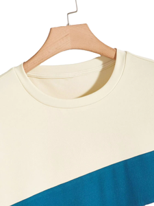 T-shirt pour homme à col rond contrasté, style streetwear, manches courtes - Product Image 2