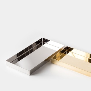 Luxury Gold and <b>Silver</b> Finish Rectangular Metal Tray Set Modern Decorative Serving Trays Premium <b>Coffee</b> <b>Table</b> Organizer Contem - Product Image 1