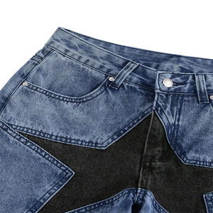 Shorts d'été pour hommes, style patchwork en denim, coupe ample, longueur genou, décontracté, streetwear, jean - Product Image 4