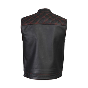 Gilet de motard personnalisé en cuir véritable respirant pour homme, sans manches, avec poches, 100 % polyester, service OEM - Product Image 5