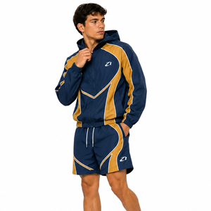 Wholesale Custom Men's Solid Two Piece <b>Short</b> Windbreaker Set Waterproof Zip up Jogging Eco-Friendly Breathable Quick Dry <b>Jackets</b> - Product Image 6