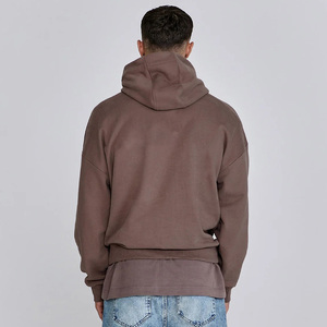 Sweat-shirt à capuche surdimensionné pour homme, en coton marron, tissu French Terry, décontracté, pour l'automne, avec logo imprimé sur le devant, coupe classique et prix raisonnable - Product Image 2