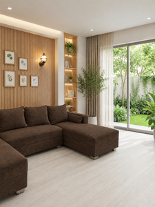 Ensemble de canapés sectionnels modernes carrés marron avec dossier rembourré en acier inoxydable, écologique, pour salon, hôtel, villa, grande taille, émeraude - Product Image 2