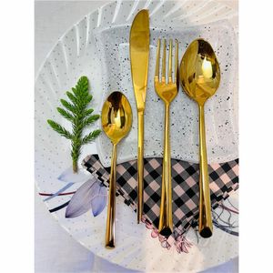 Juego de Cubiertos de Lujo en Oro Mate y Blanco, Juego de Vajilla de Acero Inoxidable 18/10 de 24 Piezas, Juego de Cubiertos para Bodas y Fiestas, Cuchara, Tenedor y Cuchillo - Product Image 2