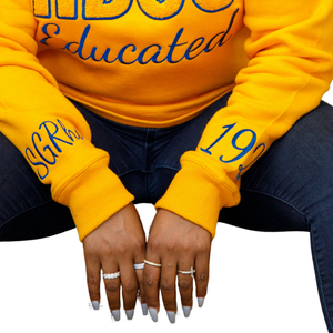 Sudadera amarilla de chenilla con cuello redondo HBCU para mujer, suéter Sigma Gamma Rho, hermandad griega - Product Image 5